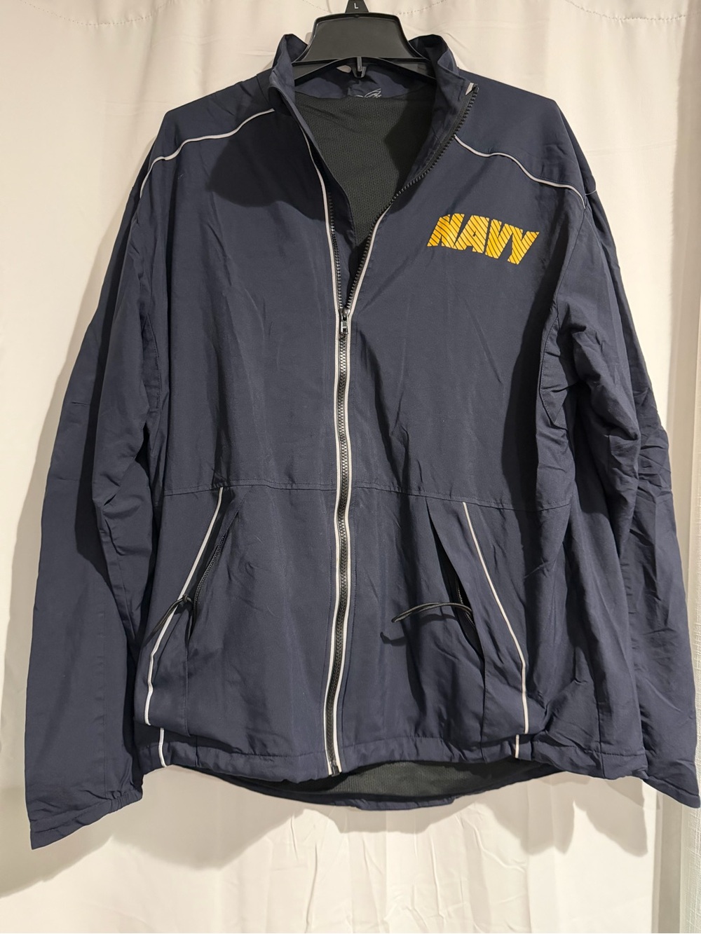 Navy NAVY Logo Windbreaker Jacket